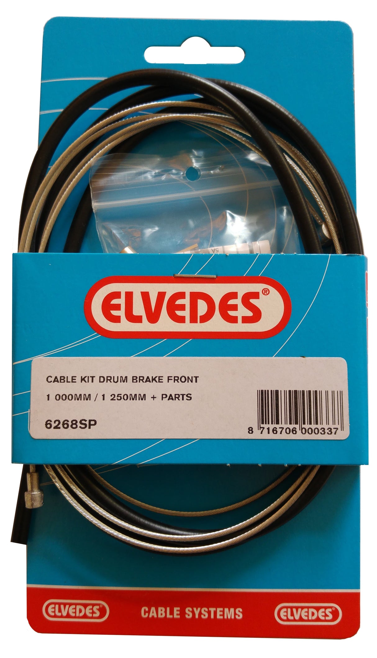 Trommelbremsekabel Kit Elvedes 1000 mm 1250mm galvaniseret - sort (på kort)