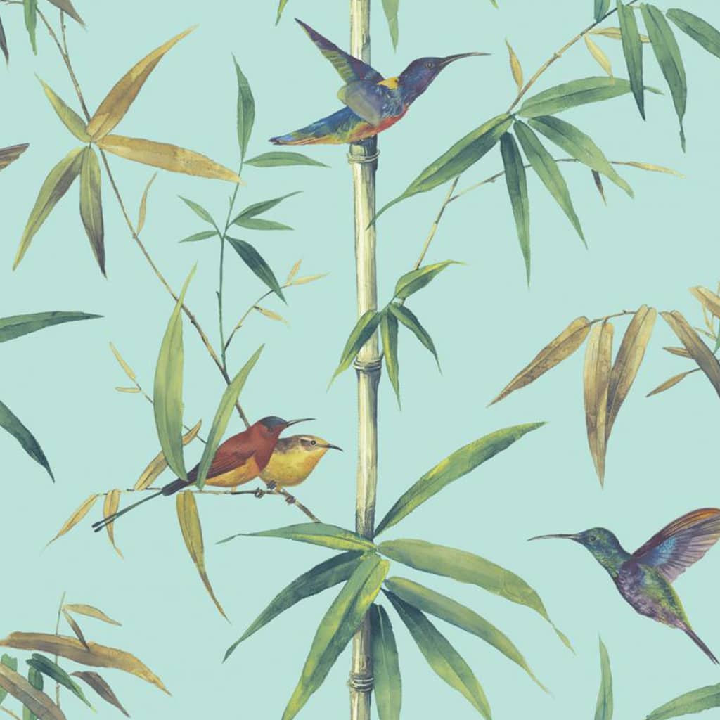 NOORDWAND NOORDWAND tapety Kolibri a bambus tyrkysové