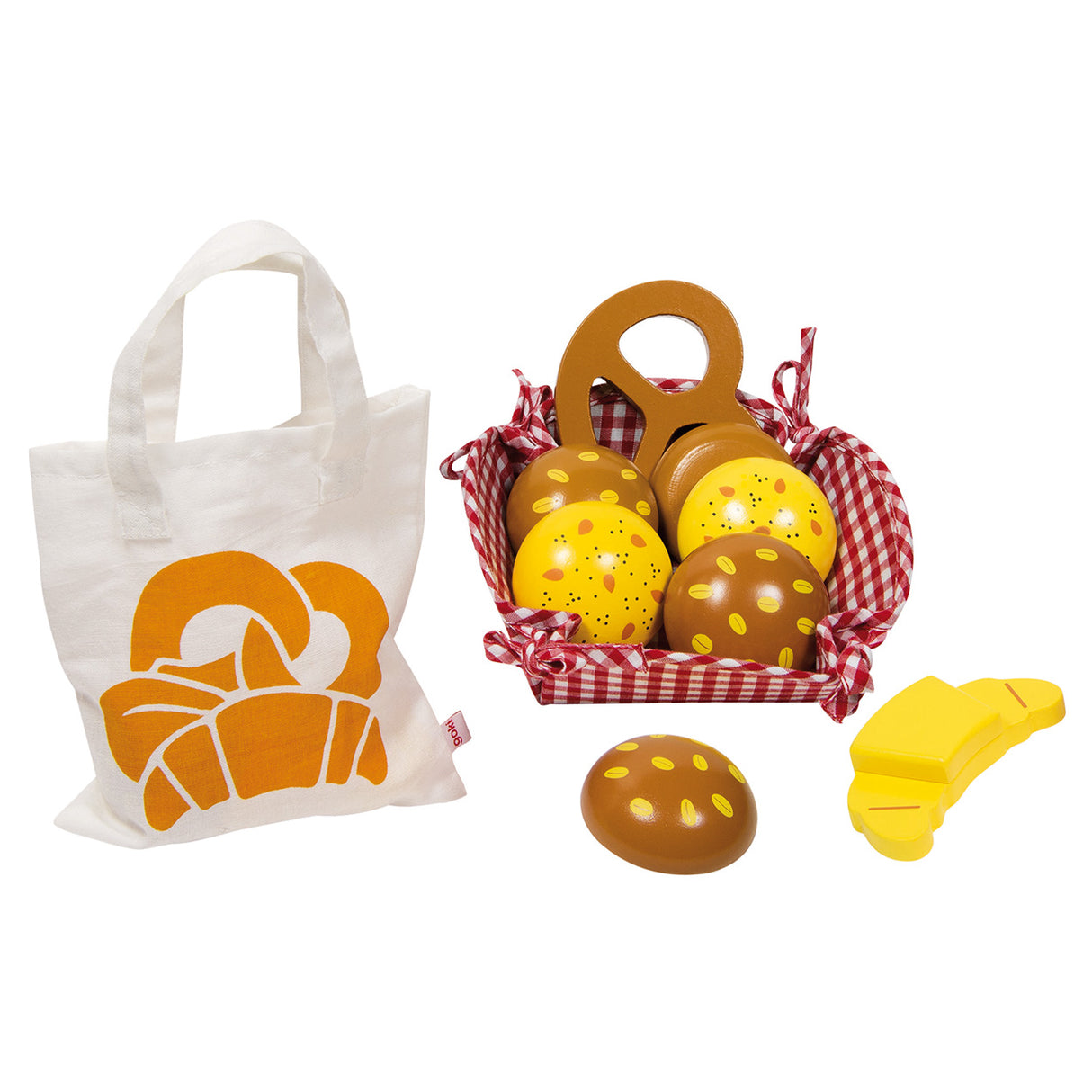 Juego de picnic de cesta de desayuno de Goki con pan de madera