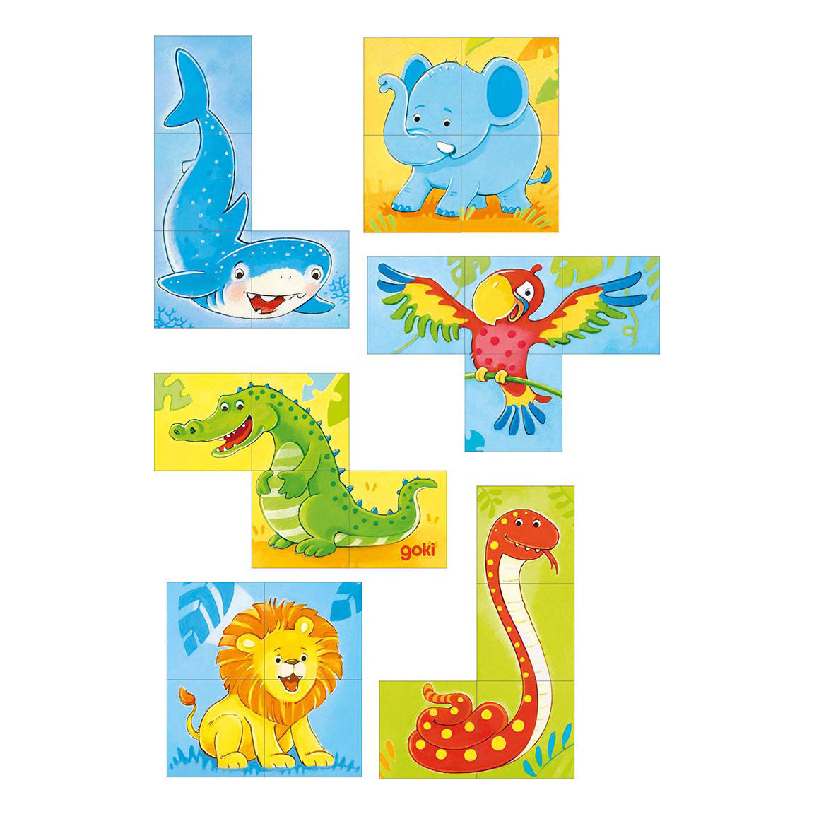 Goki Wood Block Puzzle Wild Animals, 4 ..