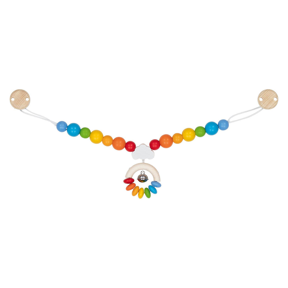 Goki wooden stroller chain rainbow with clips