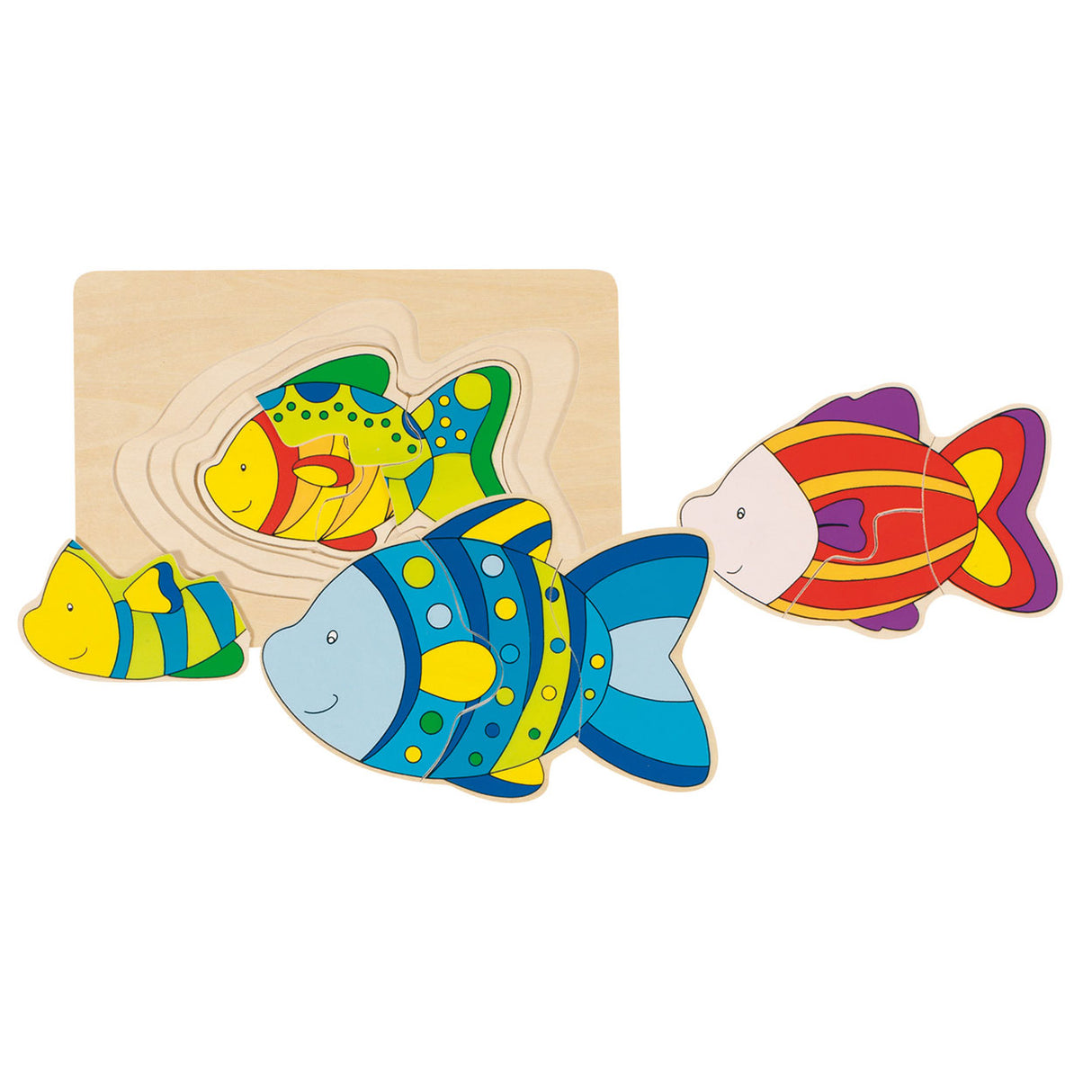 GOKI HOUTEN 3-vrstvy ryby puzzle