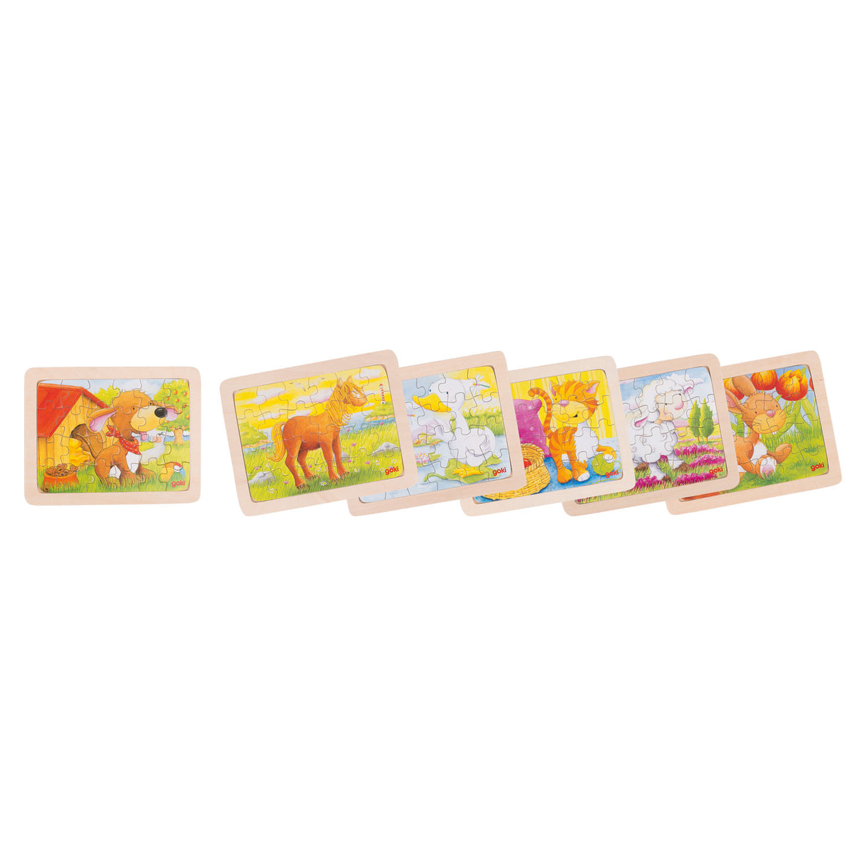 Goki hëlze Puzzelen Déieren, set vu 6