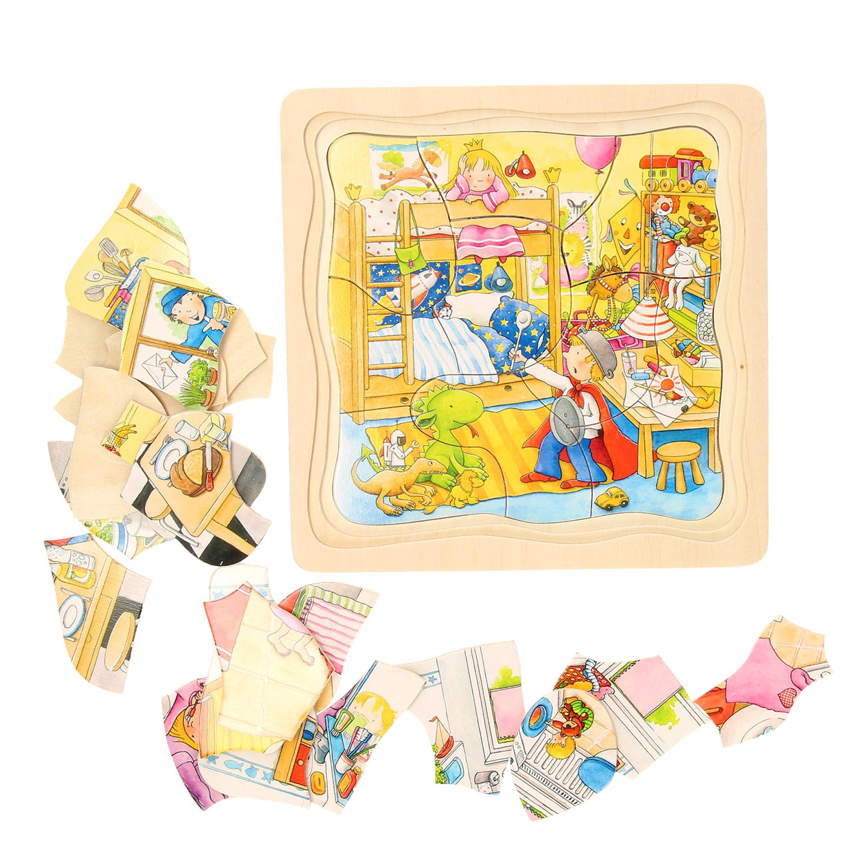Goki dřevěná vrstva puzzle můj den