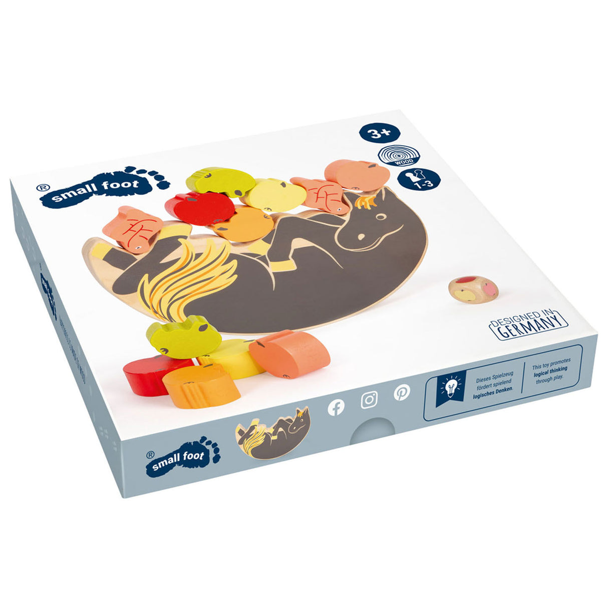 Piccole piede - Cavallo di gioco di bilanciamento in legno, 7dlg.