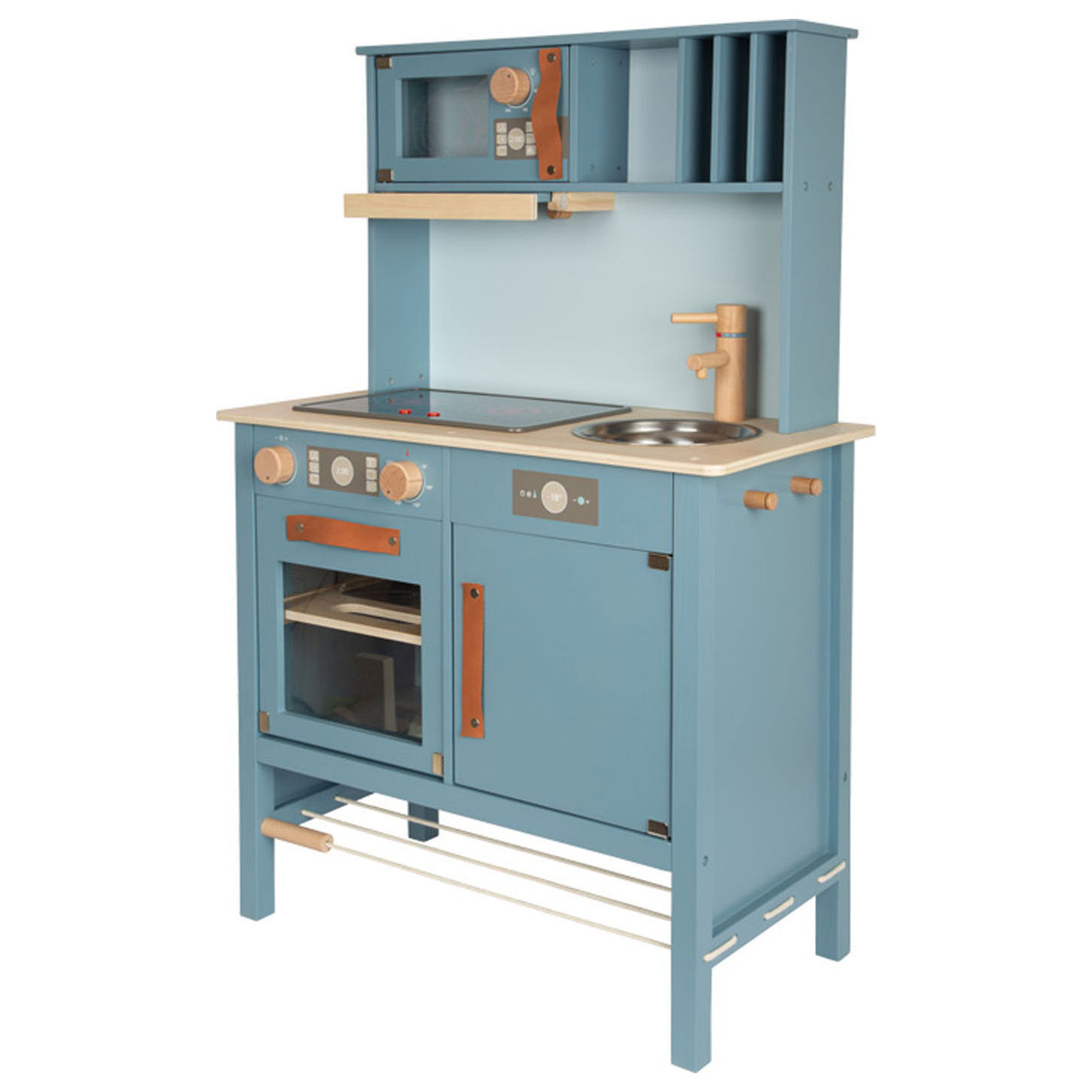 Piccole piede - cucina per bambini in legno blu, 7dlg.