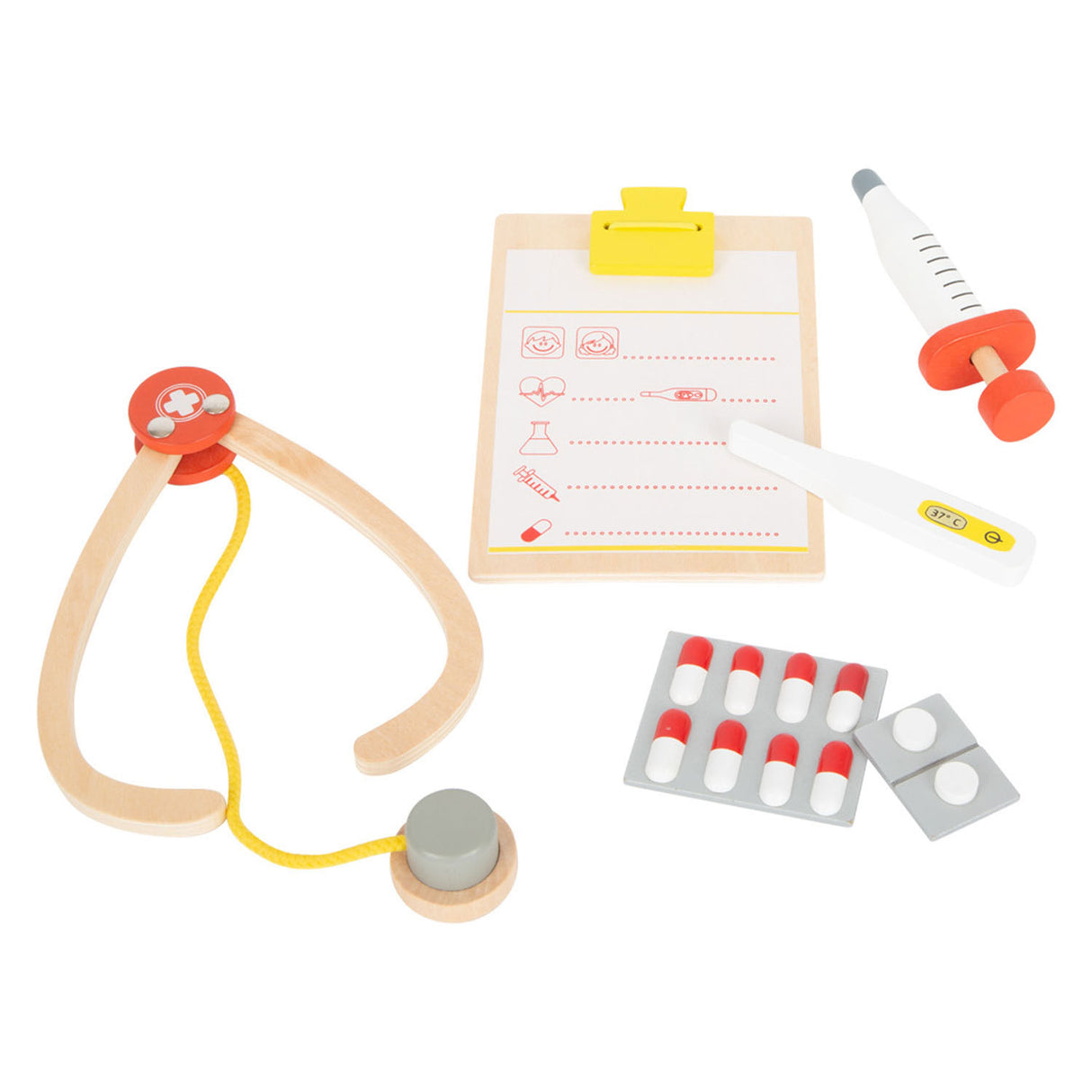Small foot wooden doctor and dentist 2in1 set in suitcase