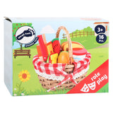 Canasta de picnic de pie pequeño con corte de madera