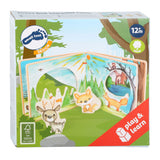 Foresta di libri illustrati in legno di piccoli piedi con 2 figure da gioco