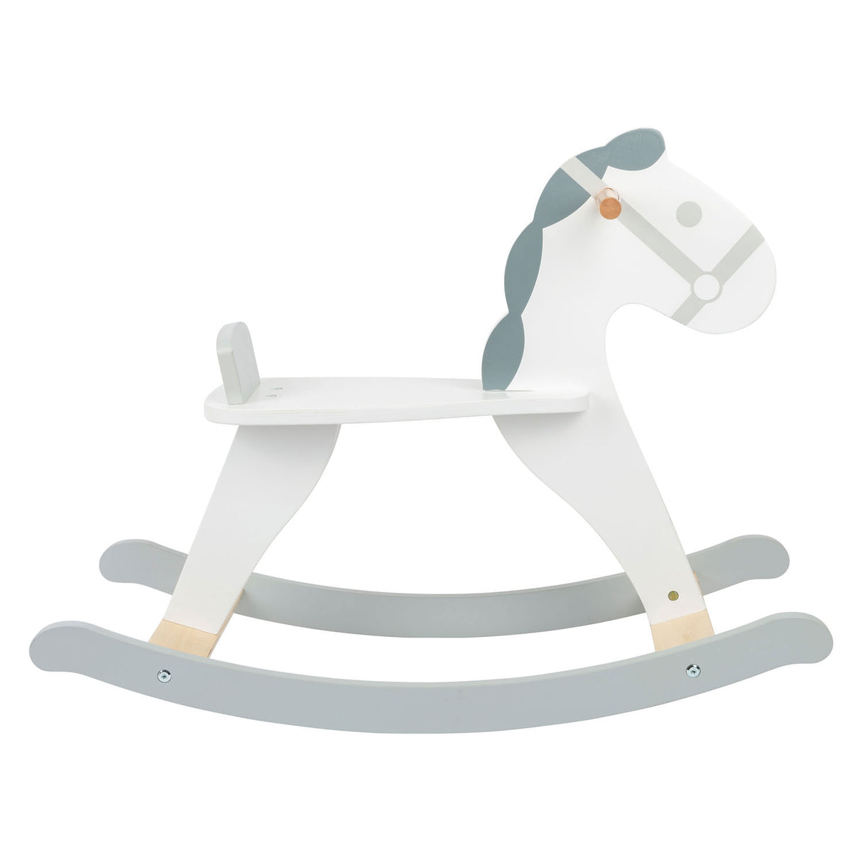 Small foot wooden rocking horse Skandi White