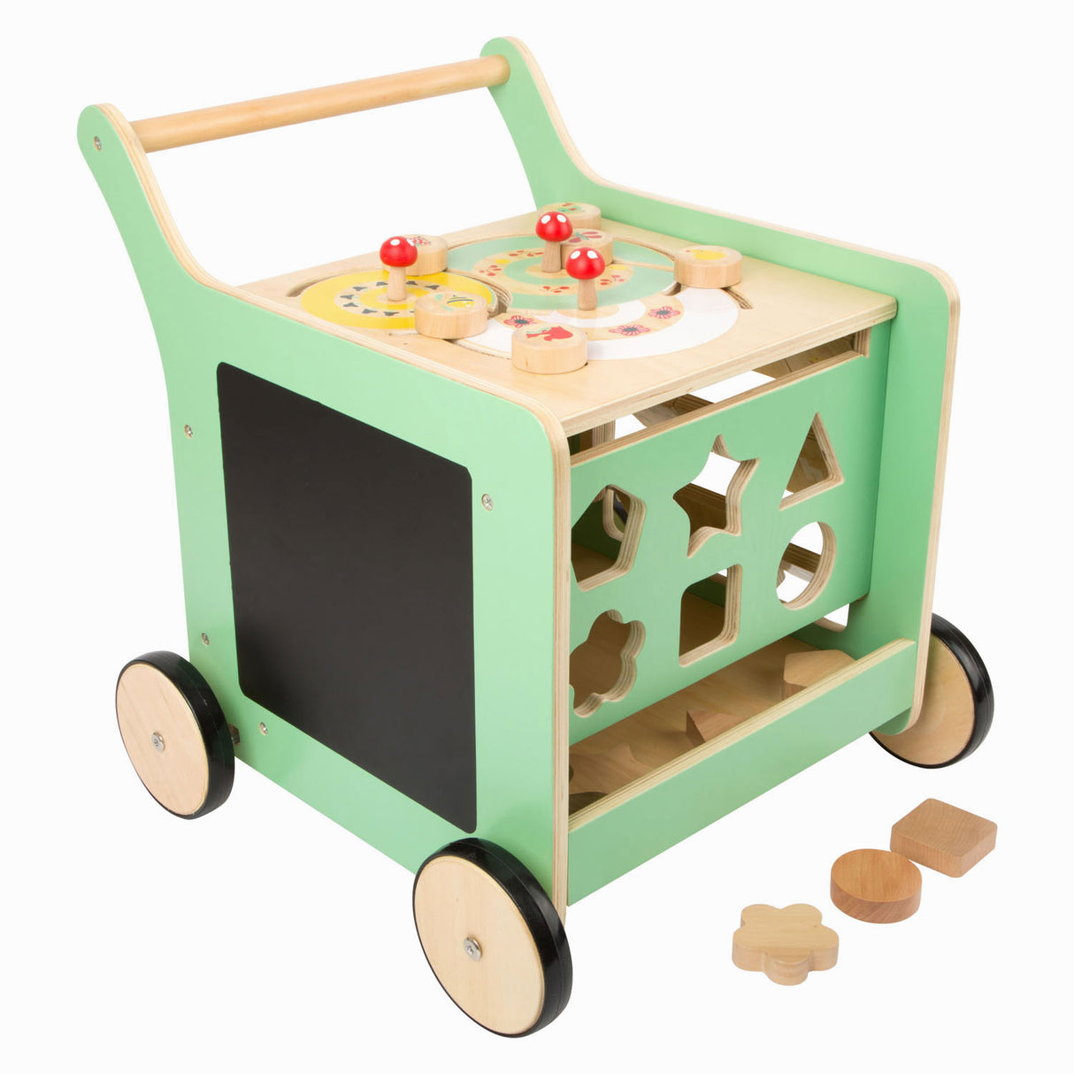 Piccolo piede in legno per bambini camminatore centrale pastello verde pastello