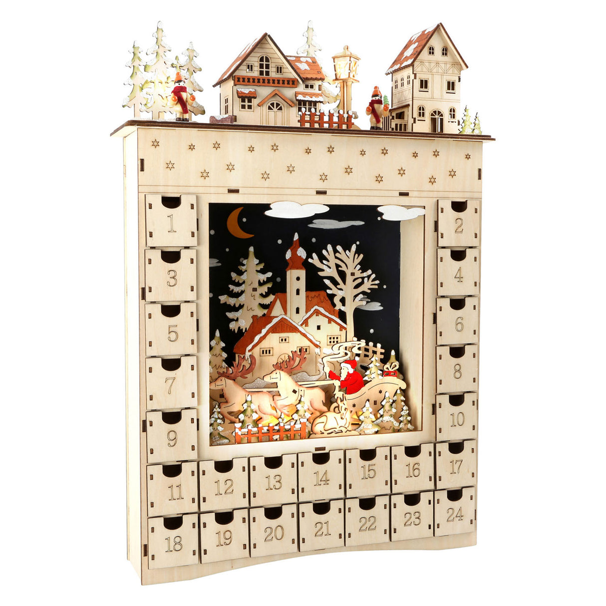 Malá noha - dřevěný adventní kalendář zimní sen