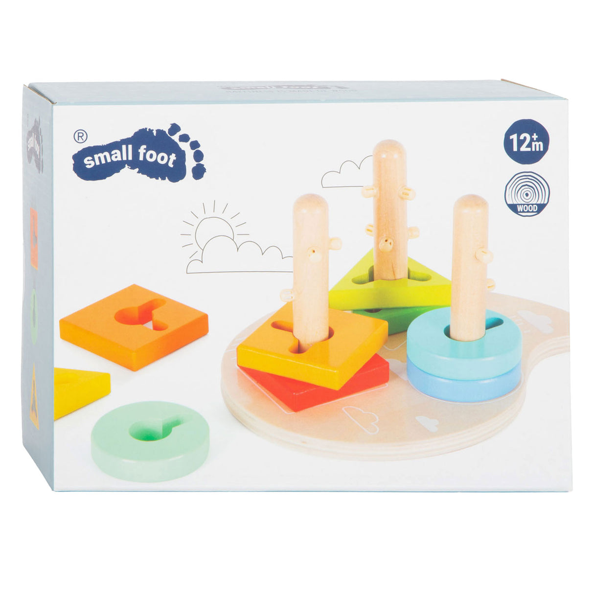 Kleine Fußholzformen und sortierte motorische Skapping -Spielsachen, 10dlg.