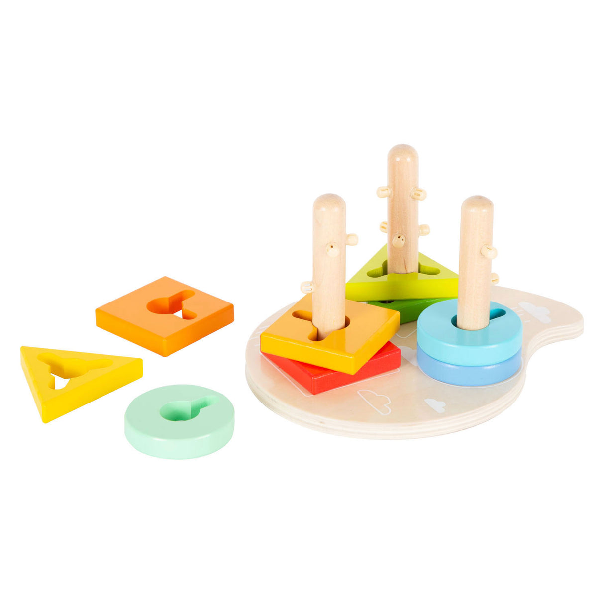 Kleine Fußholzformen und sortierte motorische Skapping -Spielsachen, 10dlg.