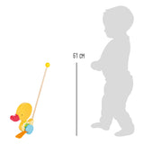 Small foot wooden push figure duck tina with stick