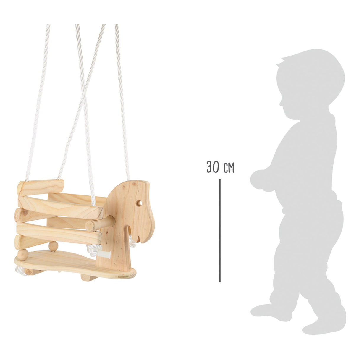 Piccolo piede - swing a cavallo di legno, 140 cm
