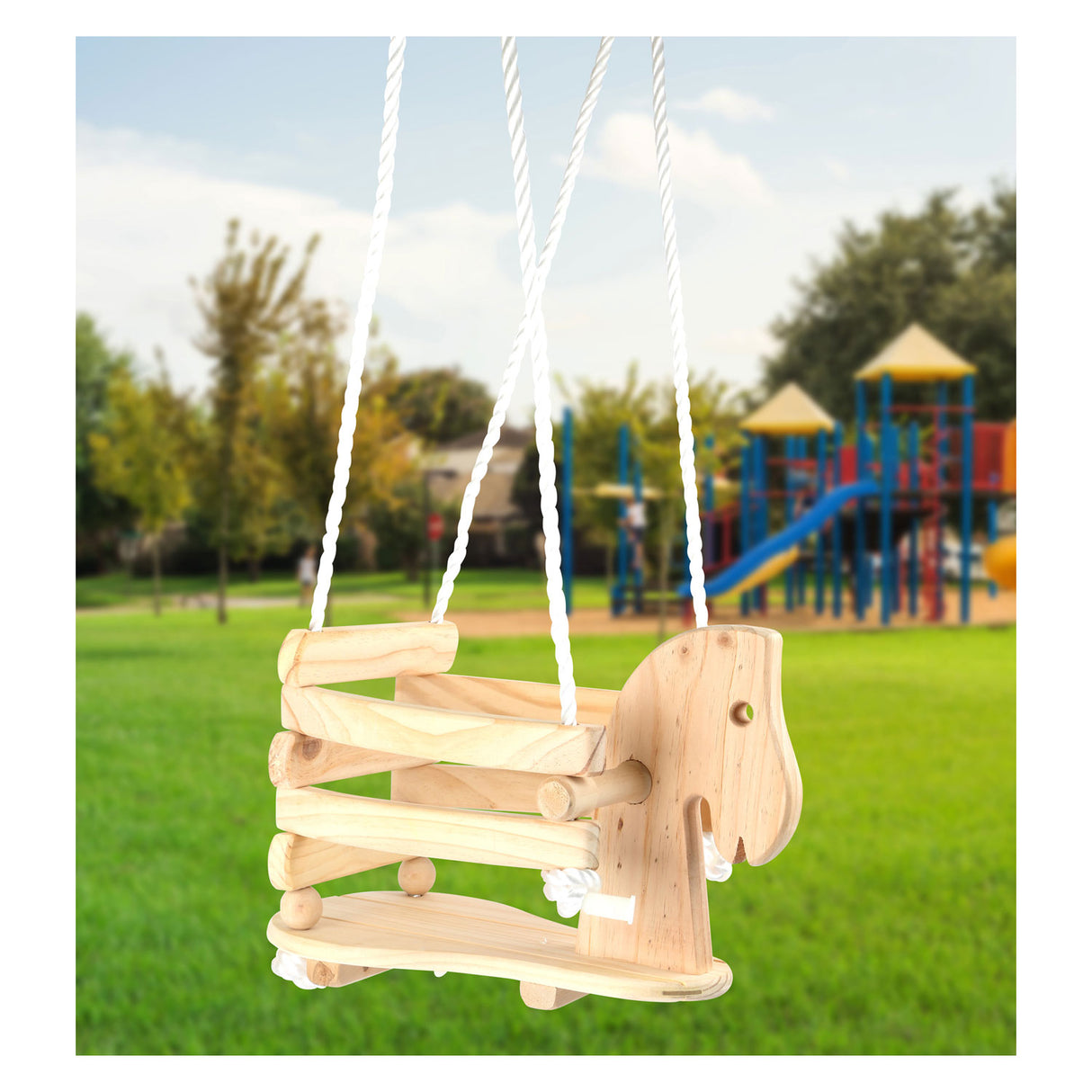 Piccolo piede - swing a cavallo di legno, 140 cm