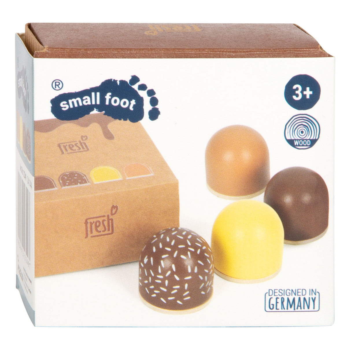 Kleine Fußholz -Playetts Marshmallows, 4dlg.