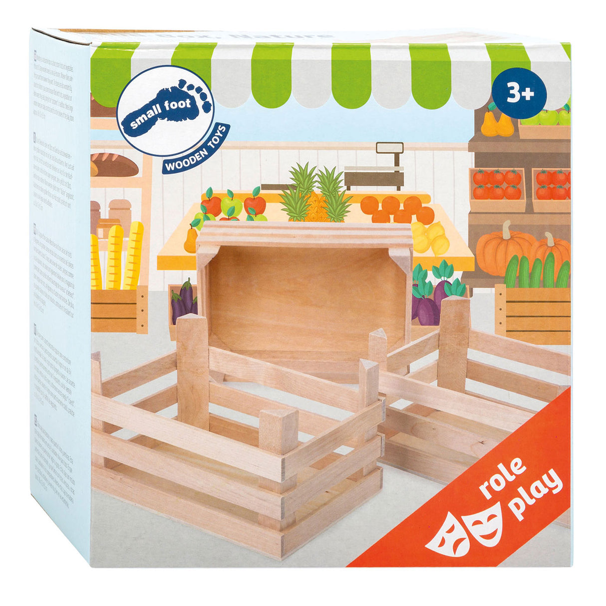 Small foot wooden crates large 18x12x9.5 cm, set of 3
