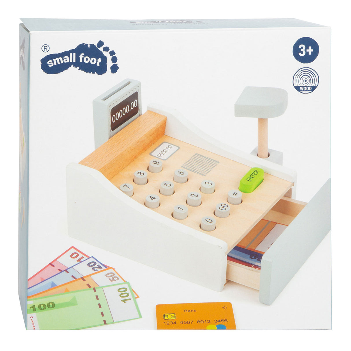 Petit pied - Caisse de jouets en bois avec accessoires, 15dlg.