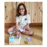 Petit pied - Caisse de jouets en bois avec accessoires, 15dlg.