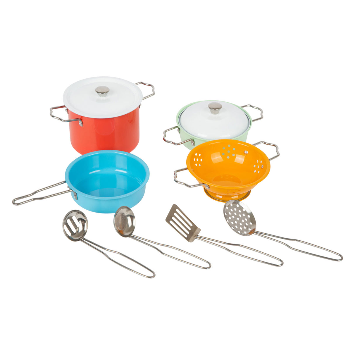 Padelle di piccoli piedi e utensili da cucina, 8dlg.