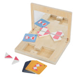 Gioco di simmetria in legno di piccoli piedi con specchio educativo