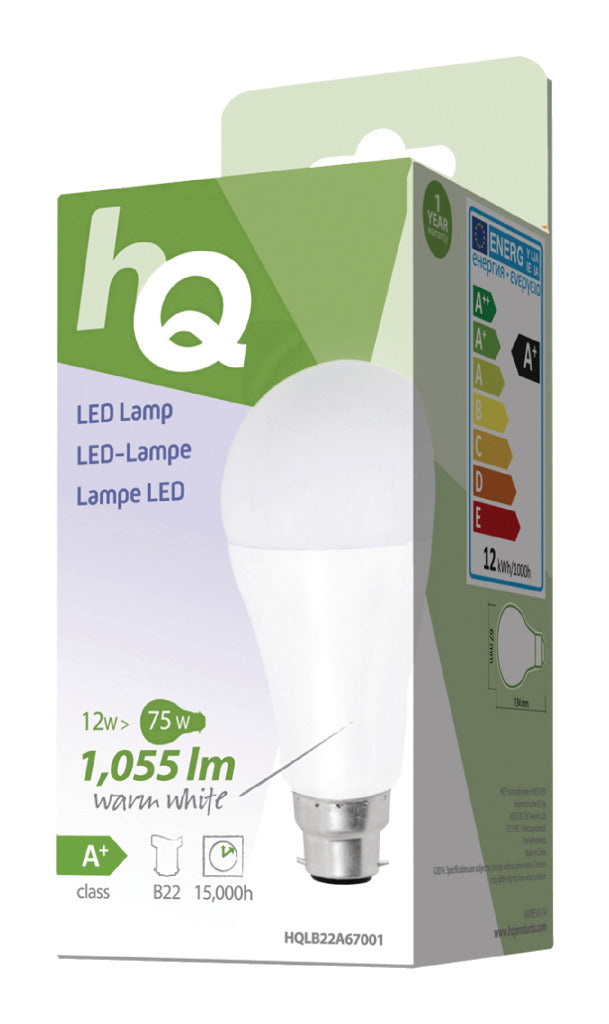 HQ LB22A67001 A67 B22 12W (75W) LED lamp