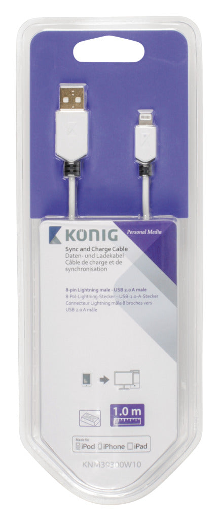 K OUML; NIG KNM39300W10 SYNC ET CABLE DE CHARGE 8 -PIN
