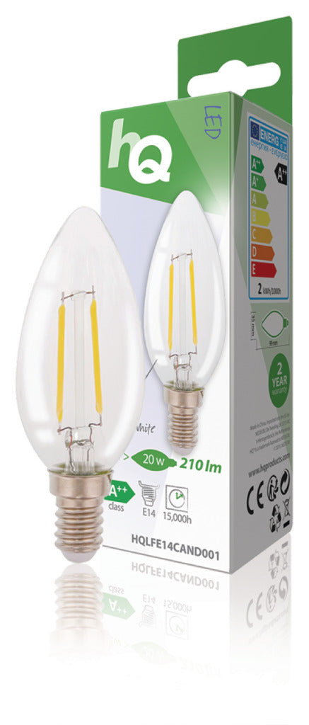 HQ LFE14Cand001 LED RETRO FILAMENT LAMP E14 Vela 2 W 210 LM 2700 K