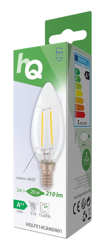 HQ LFE14Cand001 LED RETRO FILAMENT LAMP E14 Vela 2 W 210 LM 2700 K
