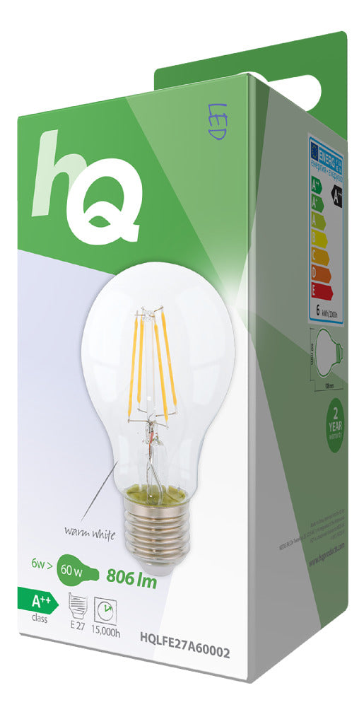 HQ LFE27A60002 LED RETRO Filament Lampe E27 A60 6 W 806 LM 2700 K