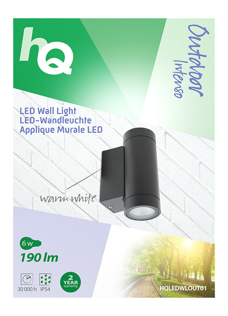 Lampa ścienna LED LEDWLOUT01 na zewnątrz 6 W 190 LM Czarna
