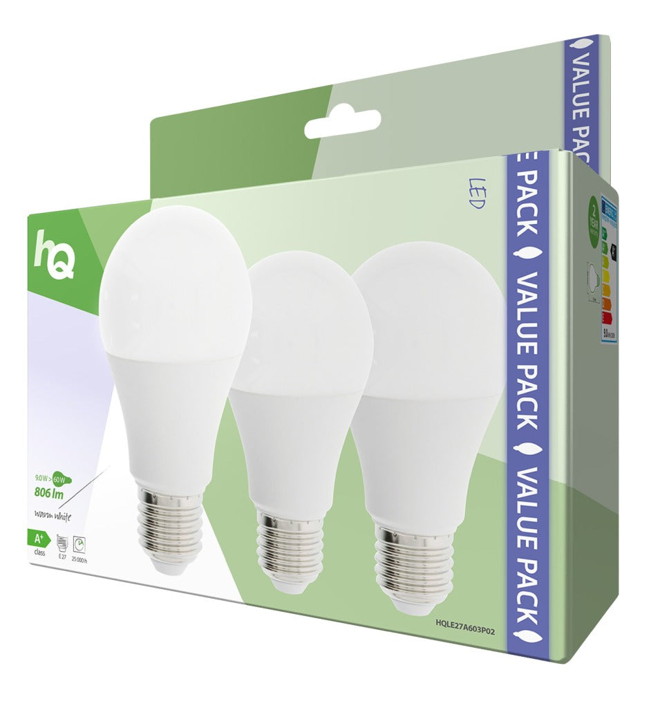 HQ LE27A603P02 LECH LED 3 piezas E27 A60 9 W 806 LM 2700 K