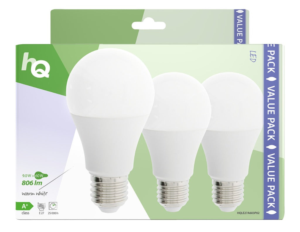 HQ LE27A603P02 LECH LED 3 piezas E27 A60 9 W 806 LM 2700 K
