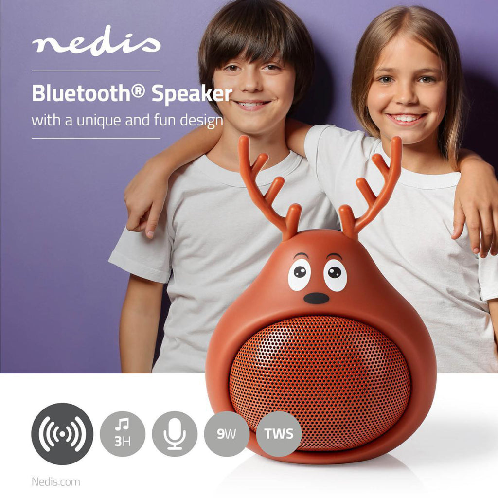 NEDIS SPBT4110BN Animaticks Bluetooth Głośnik 3 godziny gry w czasie Hands -Free Free Cally Rudy Reindeer
