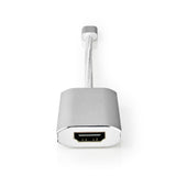Nedis CCTB64680AAL02 USB-Adapter USB 3.2 Gen 1 USB Typ-C-Handel; Männlicher HDMI -Handel; Stecker 0,20 m abgerundete Strick -Nylon -Silber -Deckungsscheibenbox
