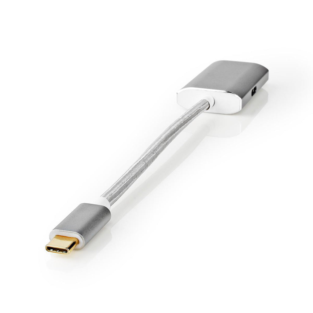 Nedis CCTB64680AAL02 USB-Adapter USB 3.2 Gen 1 USB Typ-C-Handel; Männlicher HDMI -Handel; Stecker 0,20 m abgerundete Strick -Nylon -Silber -Deckungsscheibenbox