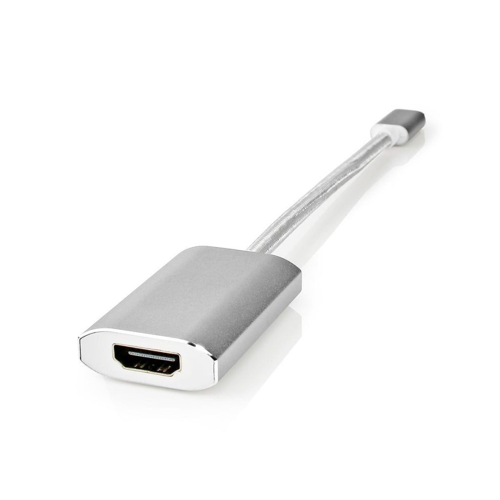 Nedis CCTB64680AAL02 USB-Adapter USB 3.2 Gen 1 USB Typ-C-Handel; Männlicher HDMI -Handel; Stecker 0,20 m abgerundete Strick -Nylon -Silber -Deckungsscheibenbox