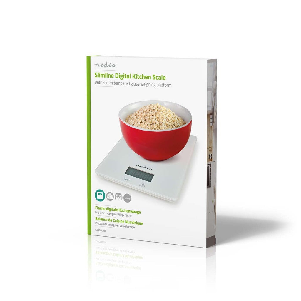Nedis Kasc610WT Kitchen Scale Digital Glass Plastic White
