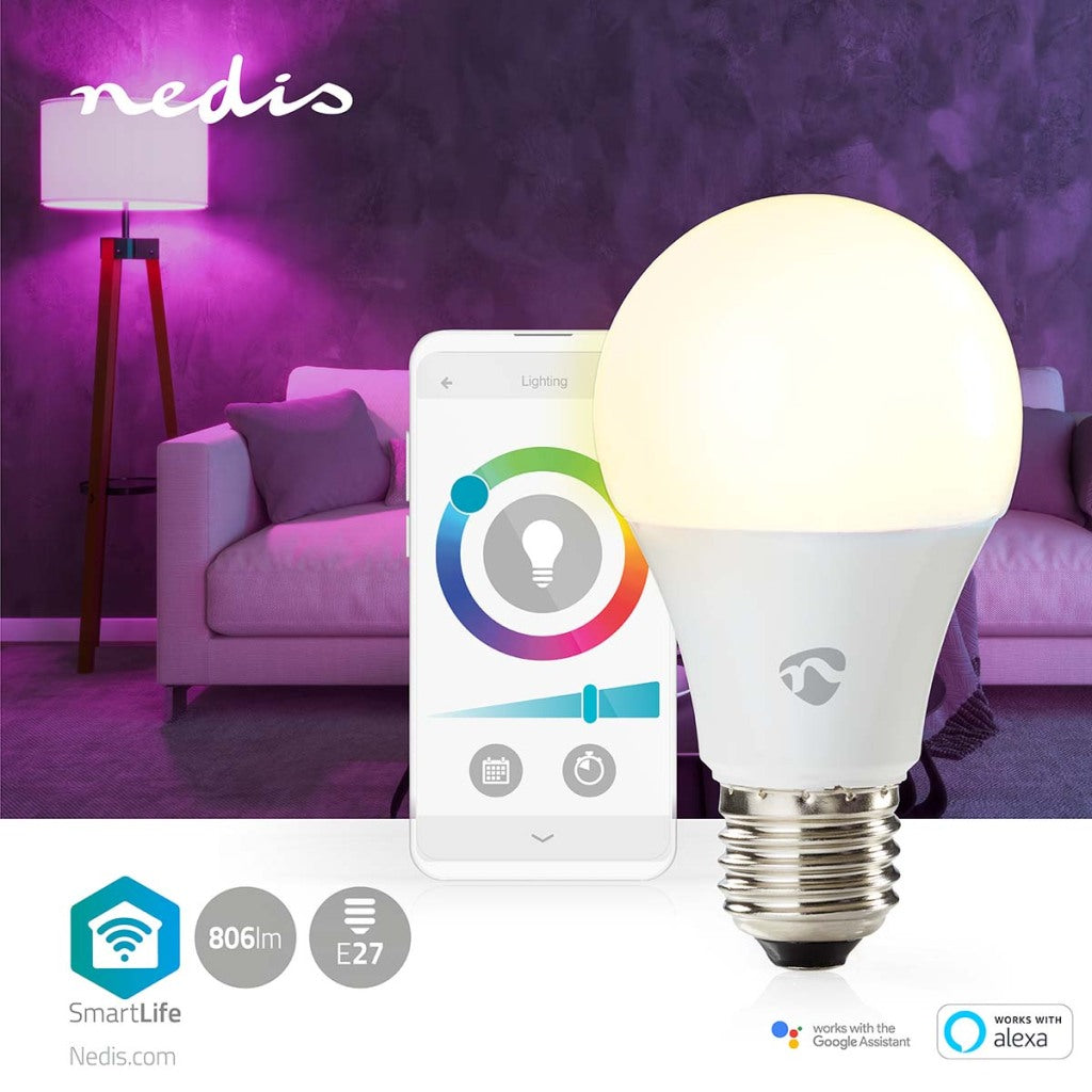 Nedis WiFilrc10e27 SmartLife Multicolour Lamp Wi-Fi E27 806 LM 9 W RGB Varm til kølig hvid Android-handel; iOS Pear