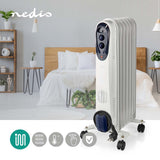 Nedis Htoi30WT7 Mobile Oil Radiator 600 900 1500 W 7 FINS Justerbar termostat 3 Varmeposisjoner OmvalvEventie Wit