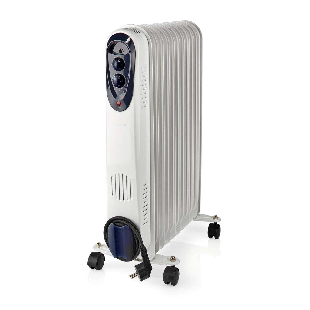 Nedis HTOI30WT11 Mobilolje Radiator 1000 1500 W 11 FINS Justerbar termostat 3 Varmeposisjoner OMVALVEVENTIE WIT