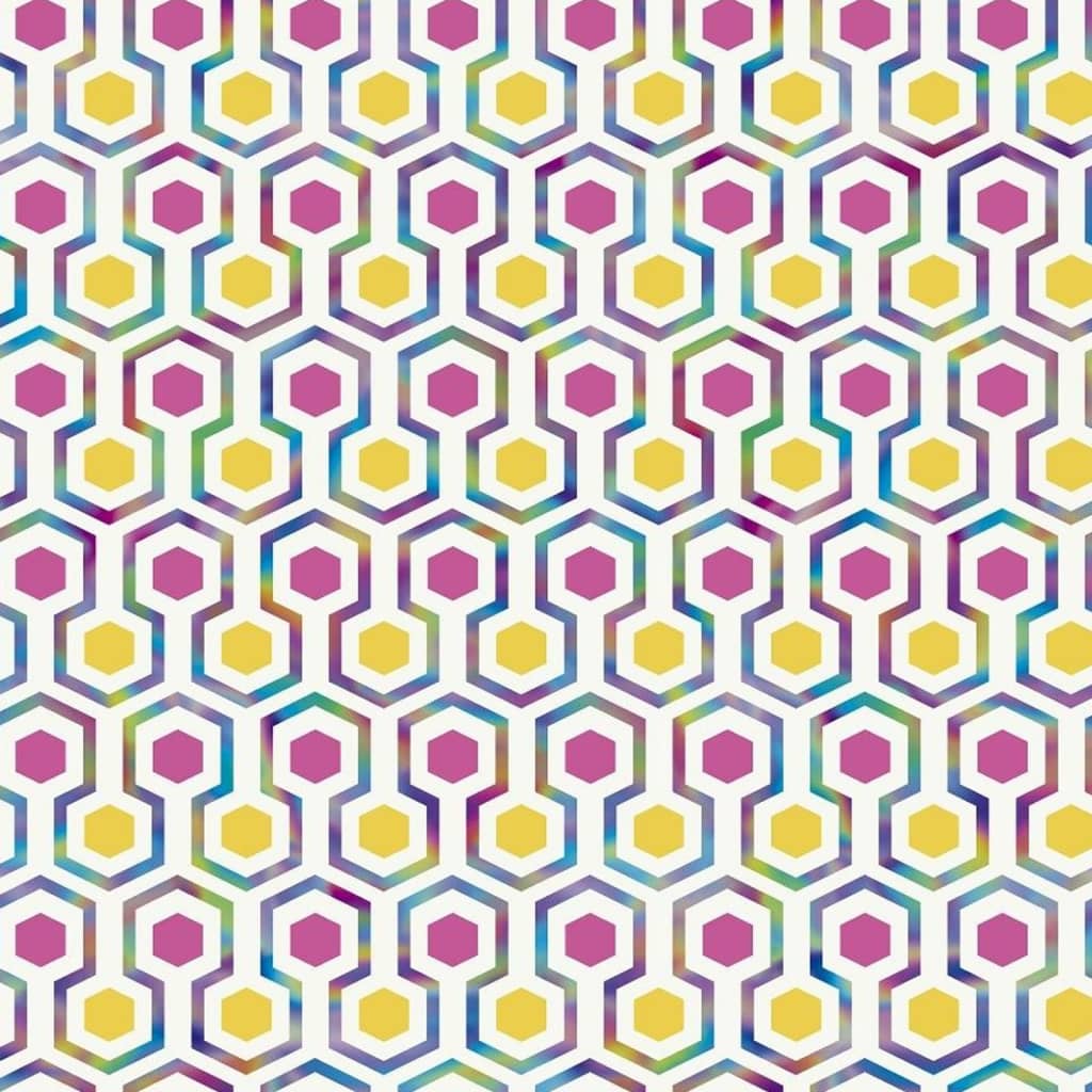 North Wall Noordwand Wallpaper Good Vibes Hexagon Pattern Pink And Yellow