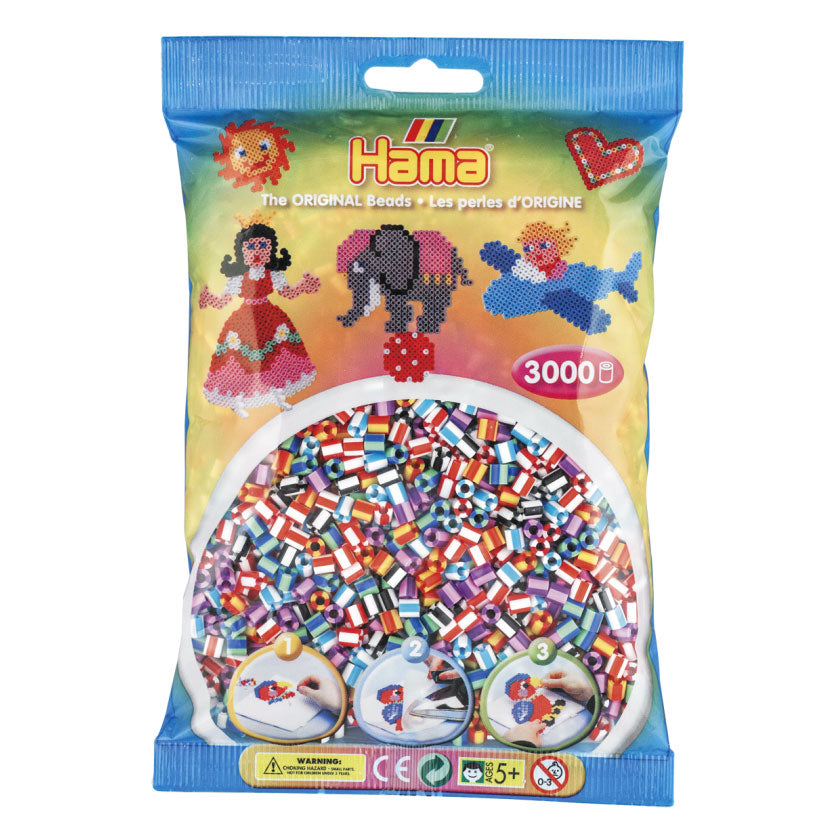 Hama String Bead Mix - Striped (201-90), 3000st.