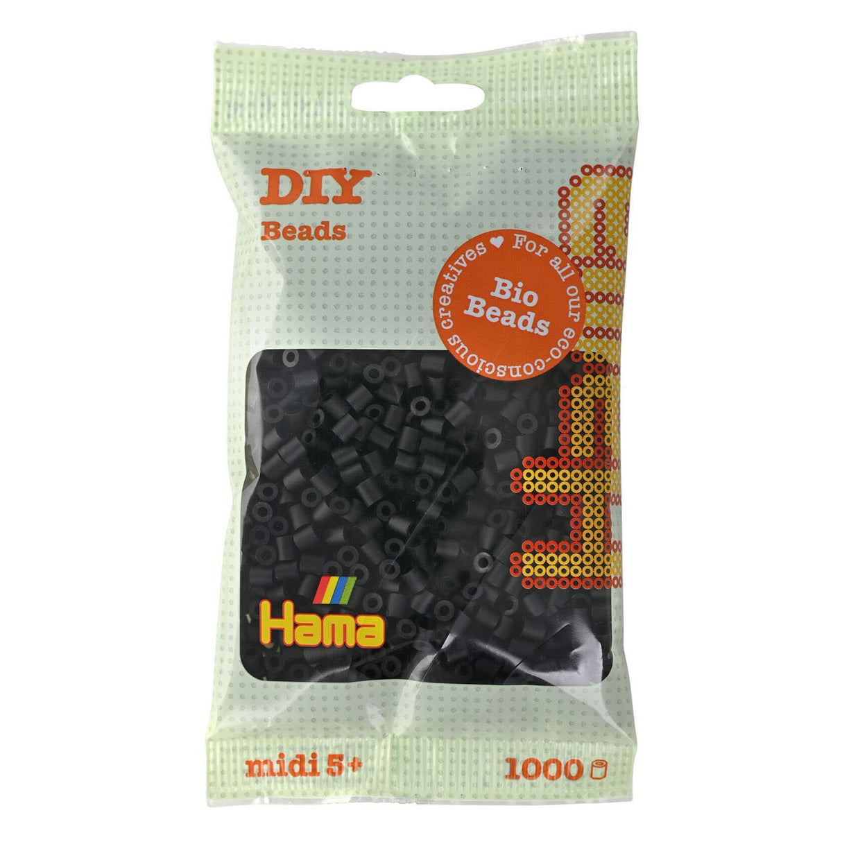 Hama Bio String Beads - Negro (018), 1000.