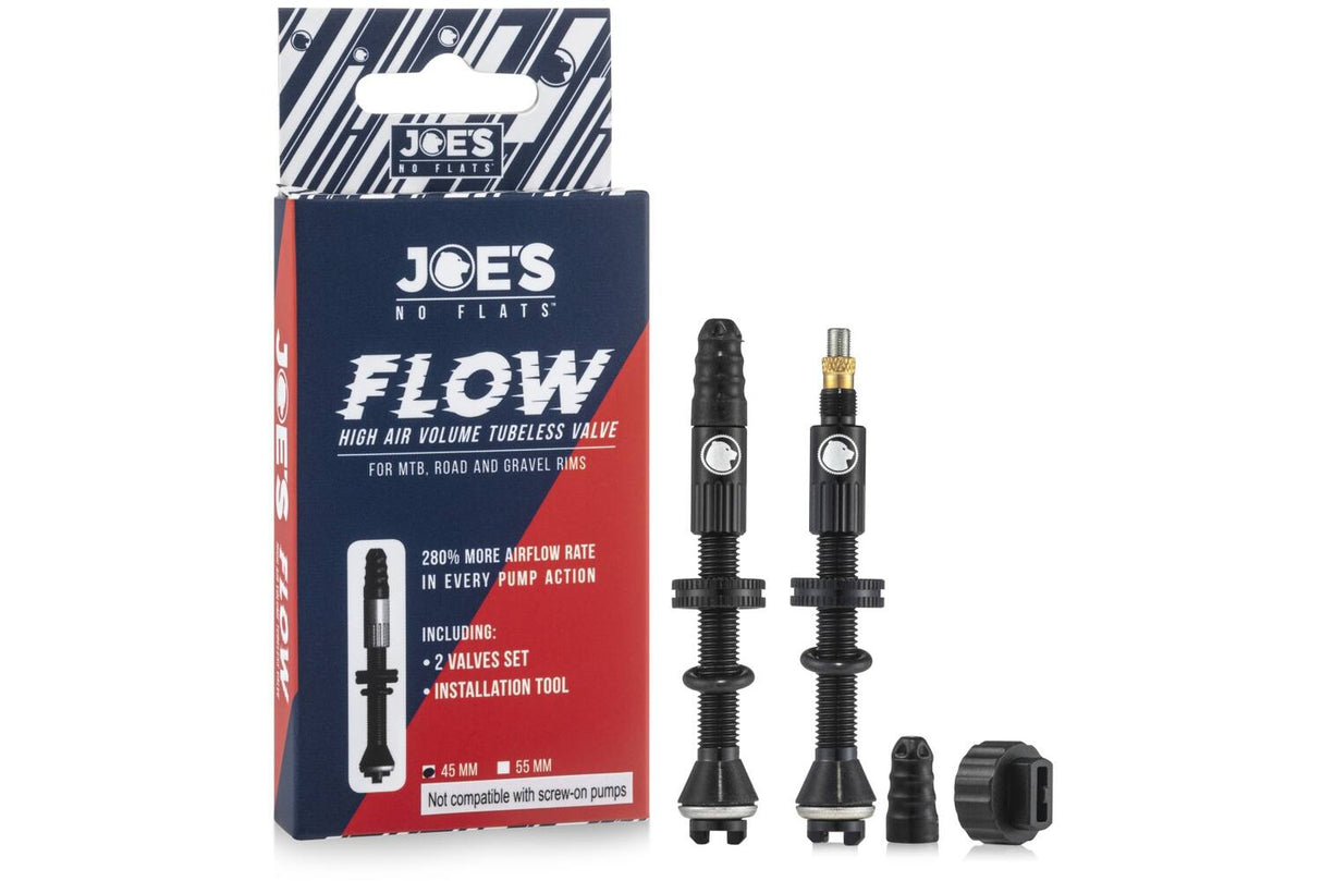 Joe's no flats - tubeless ventiel flow high air volume 45mm 2 stuks