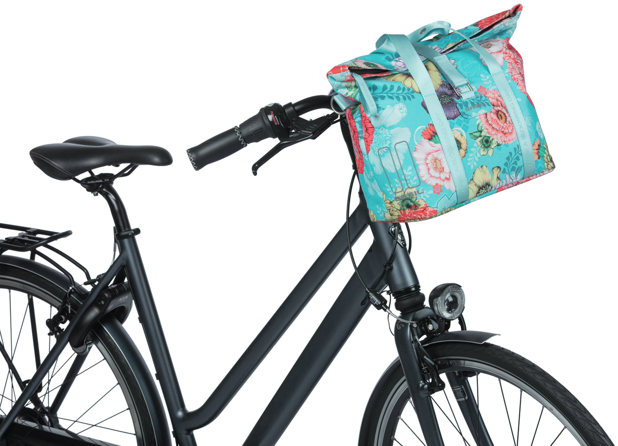 Basilikum Bloom Field Fahrradhandtasche - langlebig, wasserdicht, blau