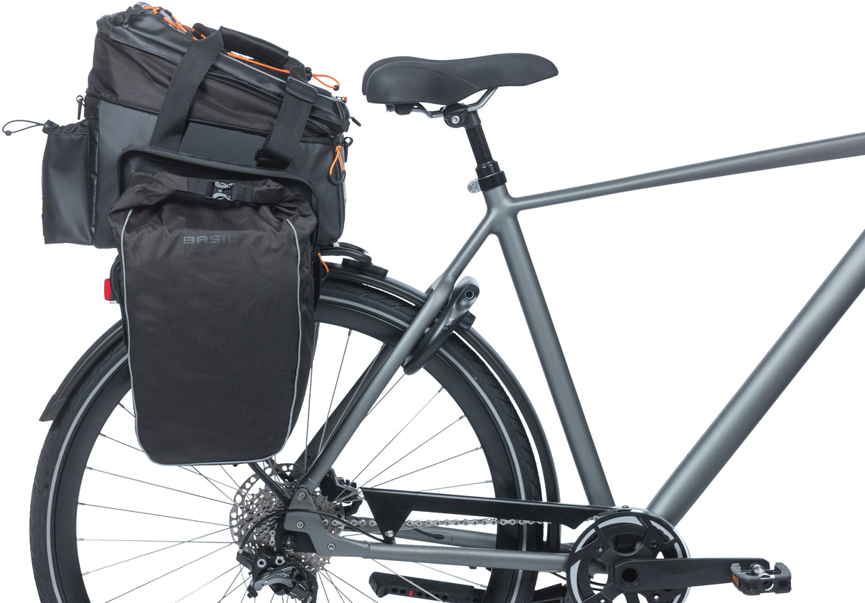 Basilikum Miles XL Gepäckverhaltensbeutel wasserdichte schwarze Beutel für Elektrofahrrad 36L Mikes System