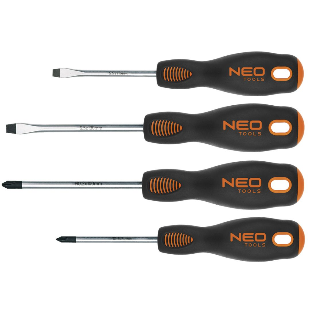 Neo Tools Zestaw śrubokręta 4DLG Magnetyczna stal CRMO